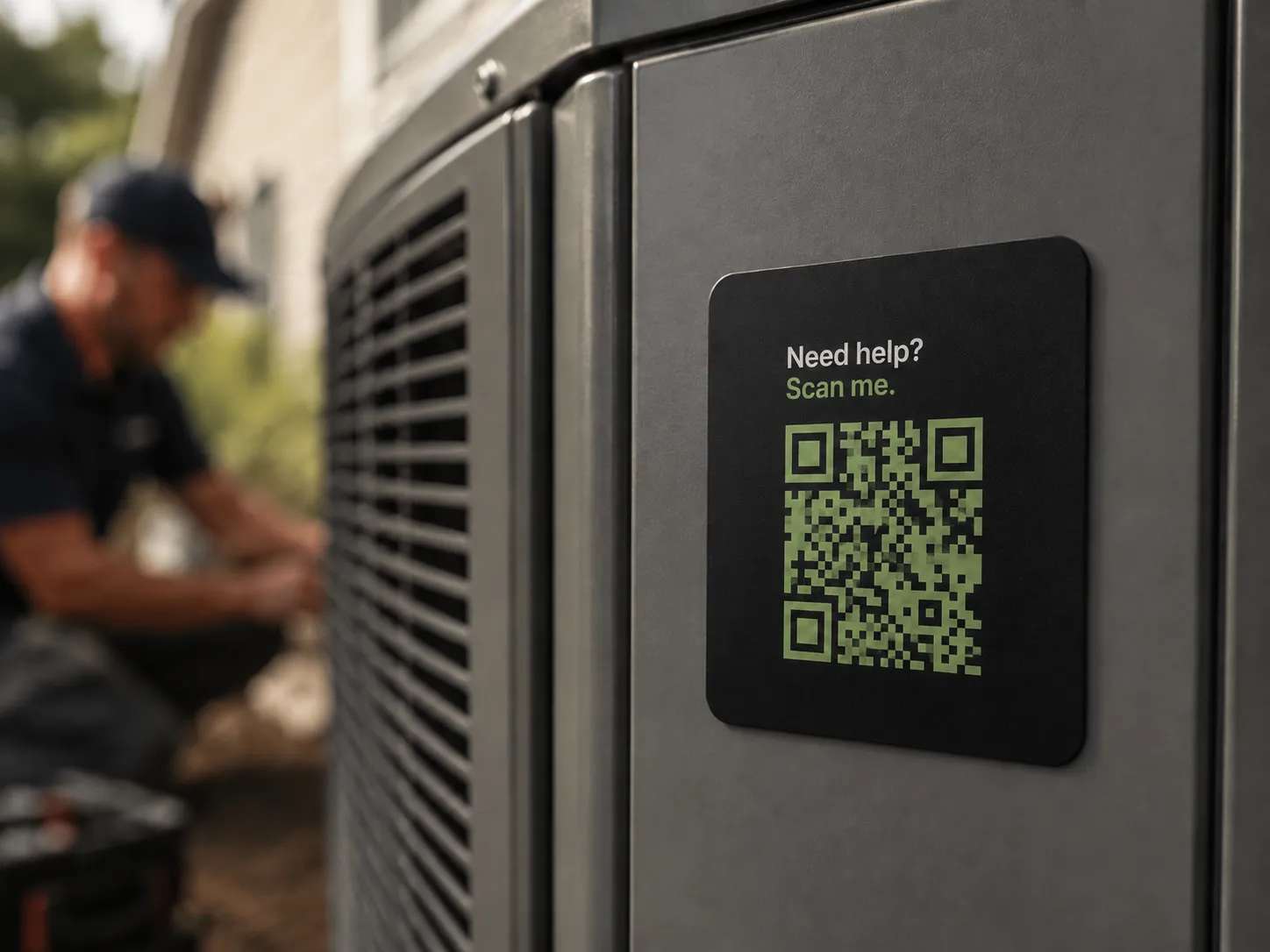 A glowing JamTags QR sticker on an electrical panel